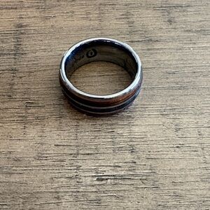Men's Black and Silver Band Ring